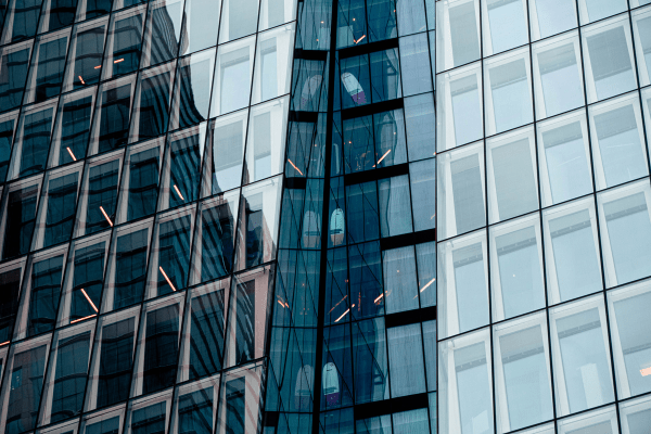 Tinted glass windows on a commercial high rise